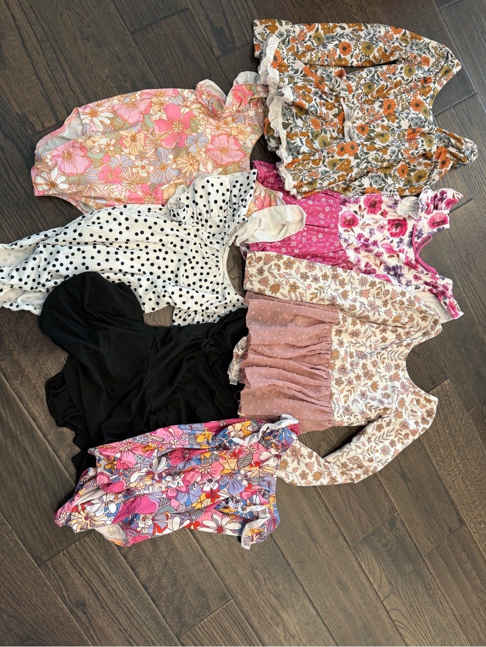 Girls Floral & Patterned One-Piece Swimsuit Lot - Pink, Black, Floral Mix